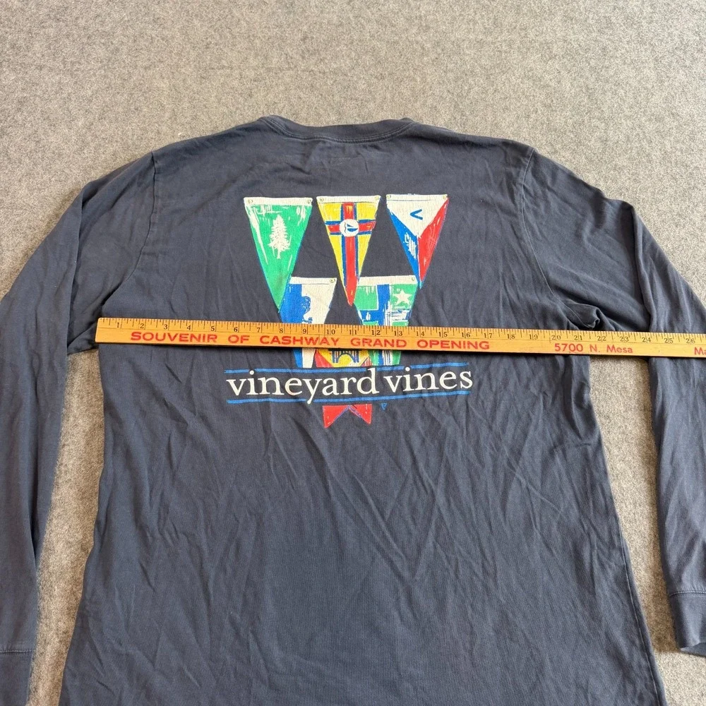 Vineyard Vines Navy Blue Graphic Long Sleeve Crew Neck T-Shirt Men's Size Large